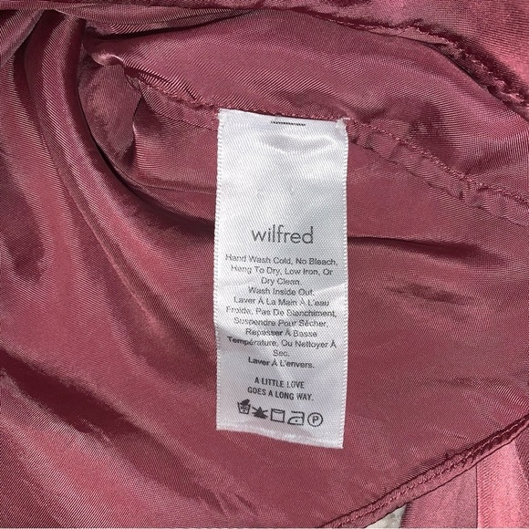 Wilfred Aritzia Tie Front Blouse Size Medium Bronze Silky Collared Long Sleeve - Picture 10 of 10